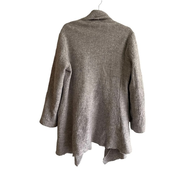 HALOGEN Grey Boiled Wool Blend Draped Fall Winter Open Waterfall Jacket Coat M - Picture 4 of 6